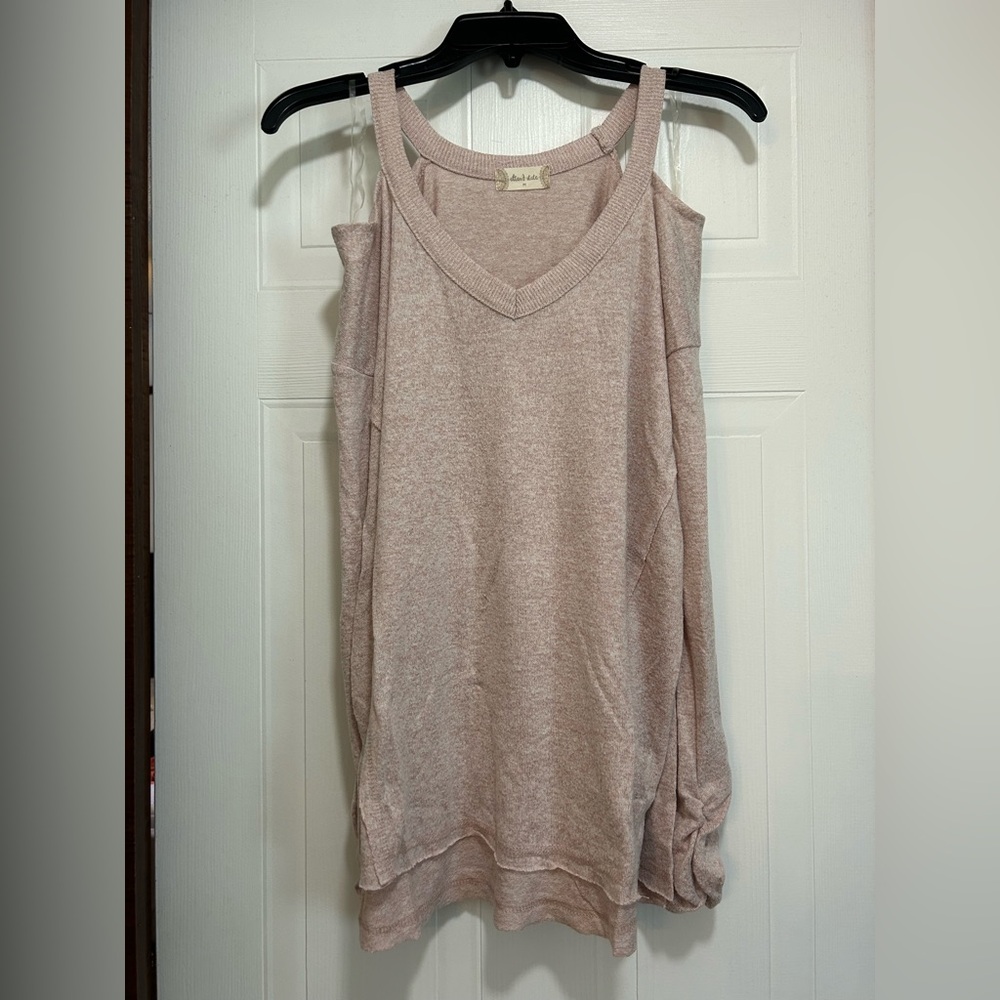 Altar’d State Light Pink Cold Shoulder Sweater